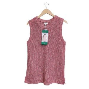 ELLA MOSS Junior XL Sweater Vest Coral Flames Pink Multi Sleeveless NWT